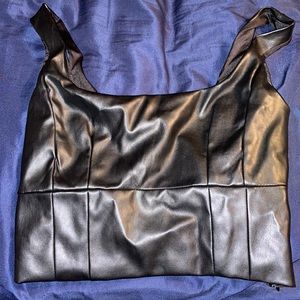 Black Forever 21 Leather Crop Top NWT